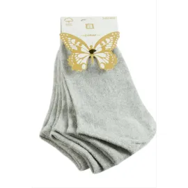 3 Çift Gri Renkli Snekars Çorap-Gri