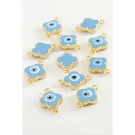 Çiçek Çift Kulplu Mineli Bileklik Ve Kolye Ucu Aparatı 1 Adet-Açık Mavi