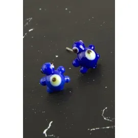 Kaplumbağa Cam Küpe-Lacivert