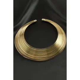 Tel Metal Tasma Kolye-Sarı