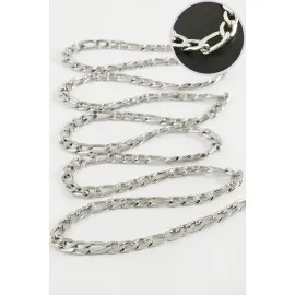 6 Mm Düz Gümüş Renkli Çelik Zincir 1 Metre-Gümüş Rengi