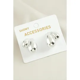 Bombeli Su Damlası Küpe-Gümüş Rengi