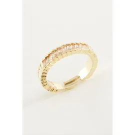 Baget Taşlı Metal Yüzük-Gümüş Rengi