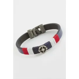 Pusula Kaliteli Suni Deri Bileklik-Lacivert