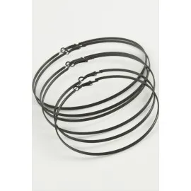 Düz Metal Halka Küpe 6 Adet-Siyah