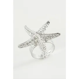 Deniz Yıldızı Metal Yüzük-Gümüş Rengi