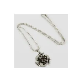 Silah Figürlü Erkek Kolye-Gümüş Rengi