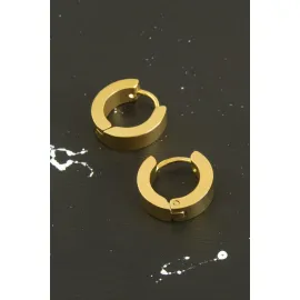 Sarı Renkli Erkek Çelik Küpe 1,5 cm-Sarı