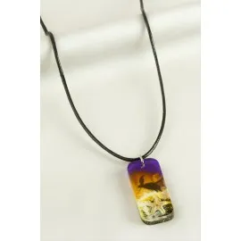 Deniz Yıldızı Dikdörtgen Epoksi Kolye-Sarı