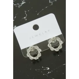 Sargılı Zirkon Taşlı Küpe-Gümüş Rengi