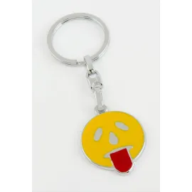 Dil Çıkaran Emoji Metal Anahtarlık-Sarı