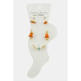 Nazar Göz Kırık Doğaltaşlı Halhal-Turuncu