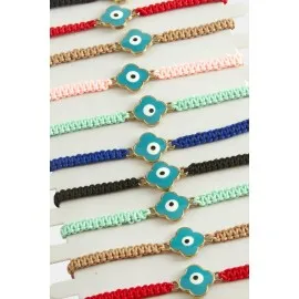 Çiçek Nazar Makrome Örgülü Bileklik-Renkli