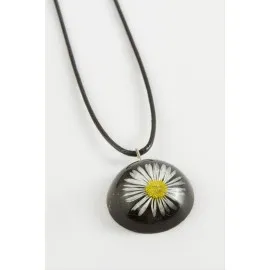 Papatya Epoksi Kolye-Siyah