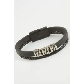 Kaliteli Mıknatıslı Suni Deri Bileklik-Siyah