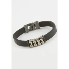 Dört Sıra Kaliteli Suni Deri Bileklik-Siyah