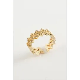 Zikzak Zirkon Taşlı Yüzük-Gümüş Rengi