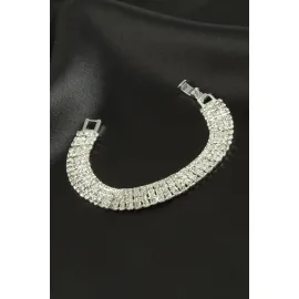 4 Sıra Taşlı Suyolu Bileklik-Gümüş Rengi