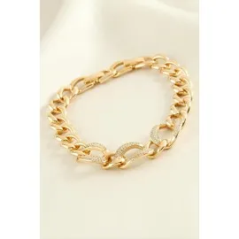 Xuping Oval Zirkon Taşlı Lüks Çelik Bileklik-Roz