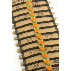 Ananas Makrome Örgülü Bileklik-Siyah