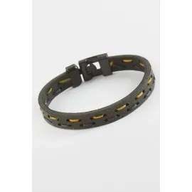 Taraftar Kaliteli Suni Deri Bileklik-Siyah