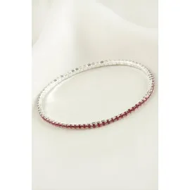 2 mm Minik Şerit Taşlı Suyolu Bileklik-Kırmızı