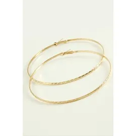 Çizgili Metal Halka Küpe 8-9-10 Cm-10 Cm