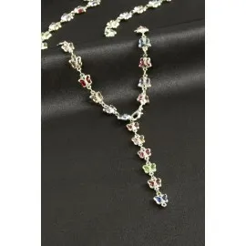 Kelebek Zirkon Taşlı Y Kolye-Sarı