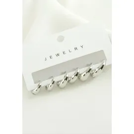 6 Adet Halka Trend Metal Küpe-Gümüş Rengi