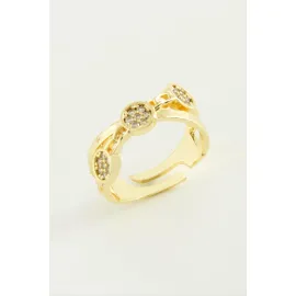 Çapraz Yuvarlak Zirkon Taşlı Yüzük-Sarı