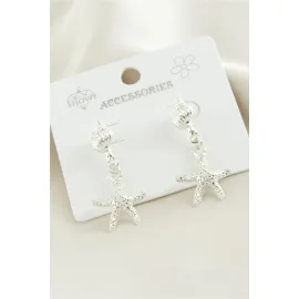 Deniz Yıldızı Metal Küpe-Gümüş Rengi