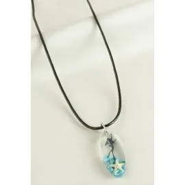 Elips Epoksi Kolye-Mavi