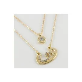 Vav Figürlü Yeni Sezon İkili Kolye-Sarı