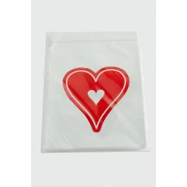 11X17 Kalp Sedef Poşet Paketi 100 Adet-Beyaz
