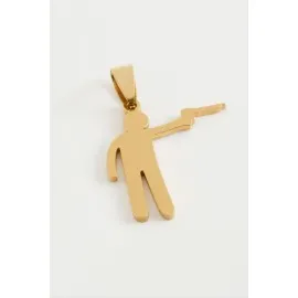 Silahlı Asker Çelik Kolye Ucu 3 Cm-Sarı