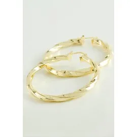 Burgulu Halka Küpe 6 Cm-Sarı