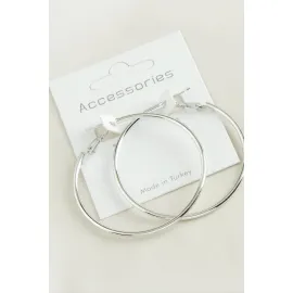 Boru Halka Küpe 5 cm-Gümüş Rengi