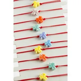 Yonca Cam İp Bileklik-Renkli