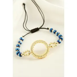 Çeyrek Altın Koyulabilir Kristal Taşlı Bileklik-Kırmızı