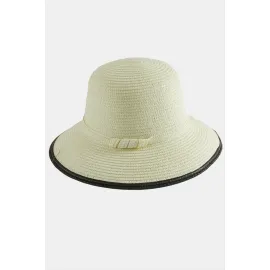 Hasır Plaj Şapkası-Krem