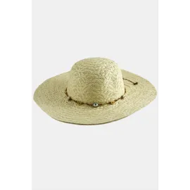 Göz Örme Zincir Hasır Şapka-Bej