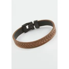 Çiçek Kaliteli Suni Deri Bileklik-Kahverengi