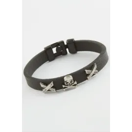 Kuru Kafa Kaliteli Suni Deri Bileklik-Siyah