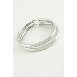 Noktalı Boru Halka Küpe 5,5 Cm-Gümüş Rengi