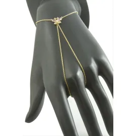 Kelebek Zirkon Taşlı Lüks Çelik Şahmeran-Sarı