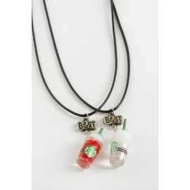 İçecek Arkadaşlık Kolyeleri Çift Kolye-Siyah