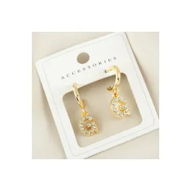 Harfli Yeni Sezon Metal Taşlı Küpe-G