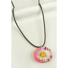 Papatya Epoksi Kolye-Pembe