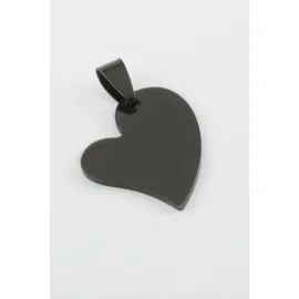 Kalp İsim Yazılabilir Çelik Kolye Ucu 2,8 Cm-Siyah