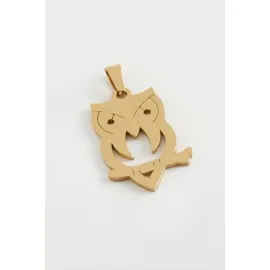 Baykuş Çelik Kolye Ucu 3 Cm-Siyah